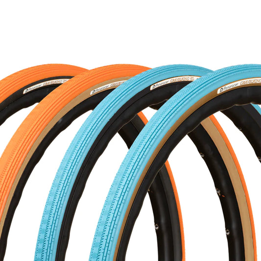 Turquoise/Sunset Orange Panaracer Gravelking SS Tires (Ltd Ed., Semi Slick, Gravel, Folding, Tubeless)