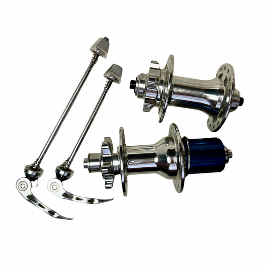 Traction Rush XC 11 Speed Hub Set with QR Skewers (Silver w/ Blue Freewheel)