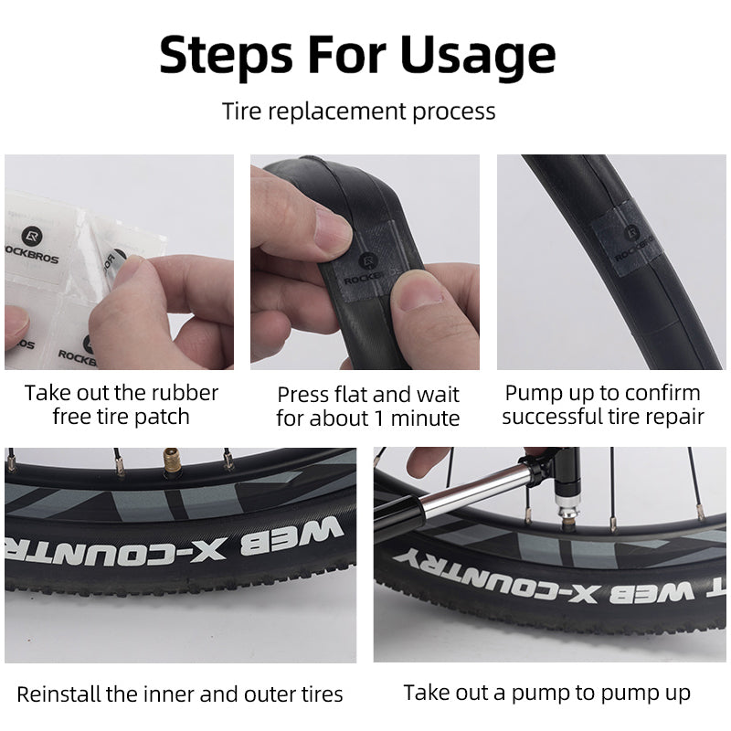 Rockbros Flat Tire Repair Kit: Pump, Levers, Patch Kit