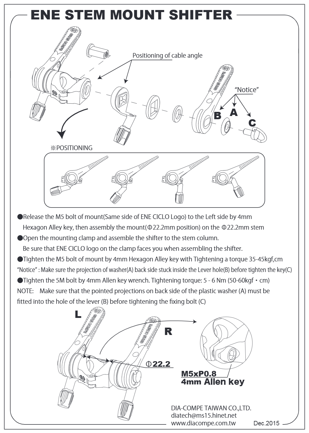 ENE Ciclo Stem Mount Shifter