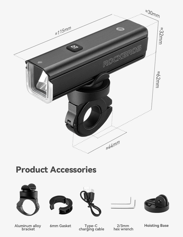 Rockbros Front Light 1500 Lumen RHL1500