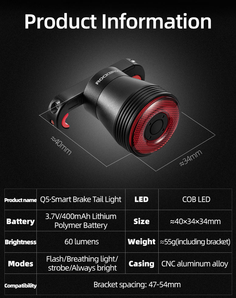 RockBros Q5 Smart Rear Tail Light 60 Lumen