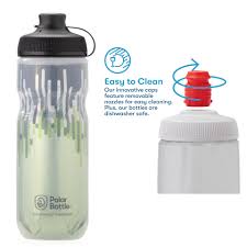 Polar Bottle Breakaway Muck Insulated, Zipper - Moss, 600ml 20oz, Surge Cap + Muckguard