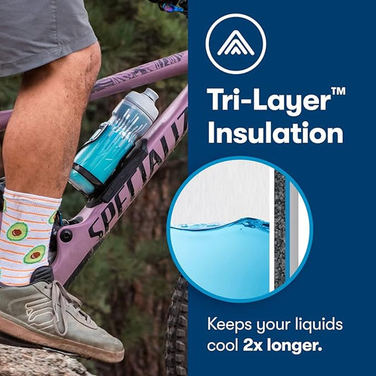 Polar Bottle Breakaway Muck Insulated, Zipper - Moss, 600ml 20oz, Surge Cap + Muckguard