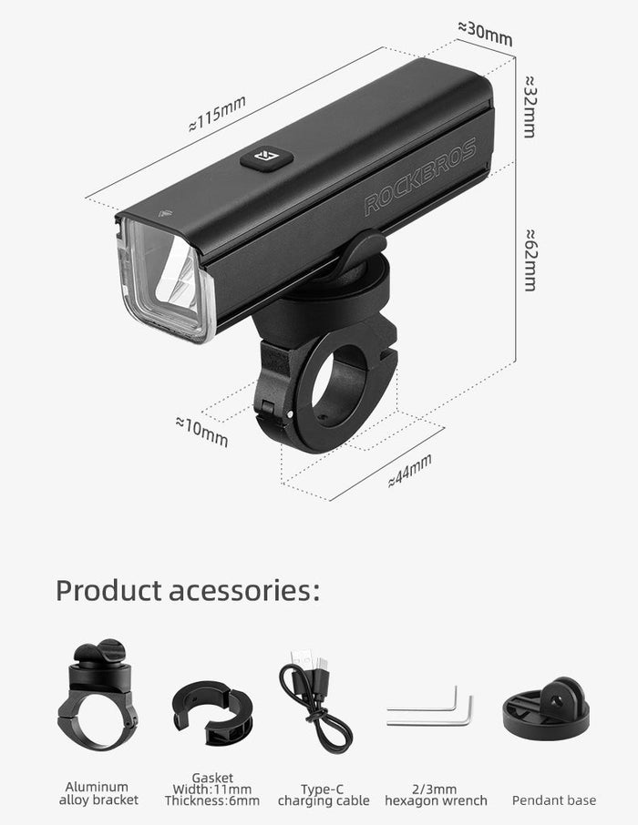 RockBros RHL Front Light 1000 Lumen