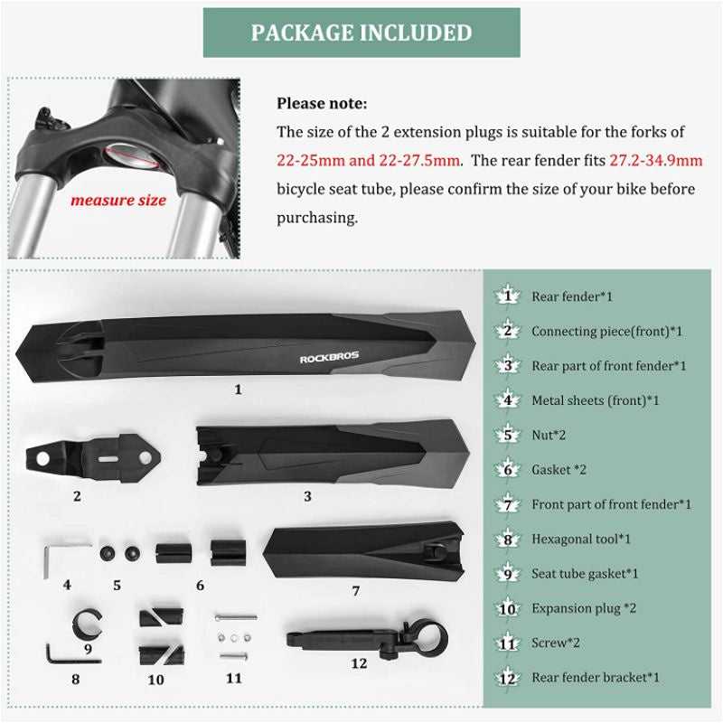 RockBros Front & Rear Mudguard/Fender Set