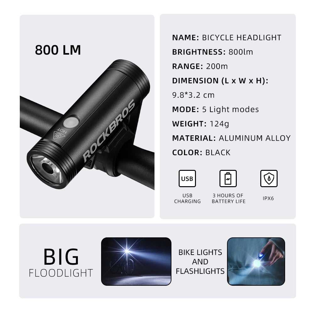 RockBros Front Light 800 Lumen