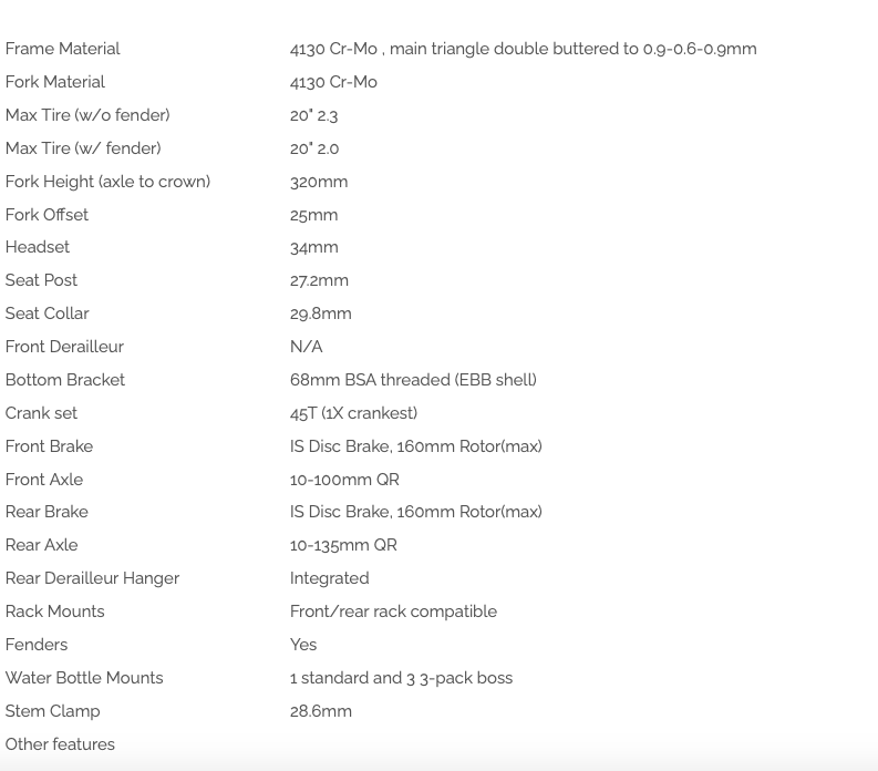 Blacksnow Granite Minivelo Frameset