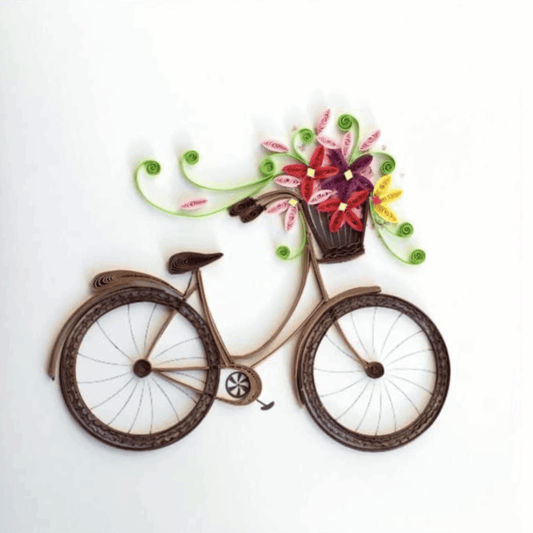 Paper Quilling Bike w/ Basket Greeting Card