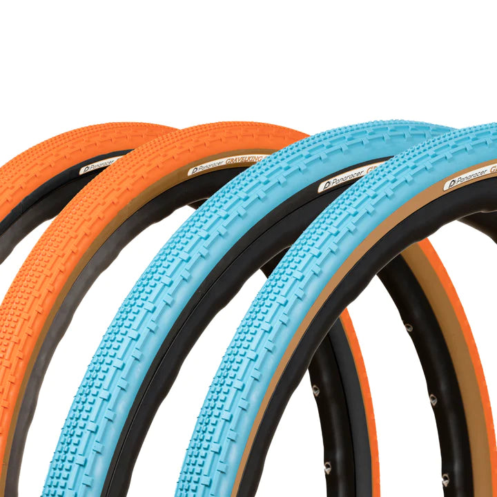 Turquoise/Sunset Orange Panaracer Gravelking SK Tires (Ltd Ed., Small Knobs, Gravel, Folding, Tubeless)