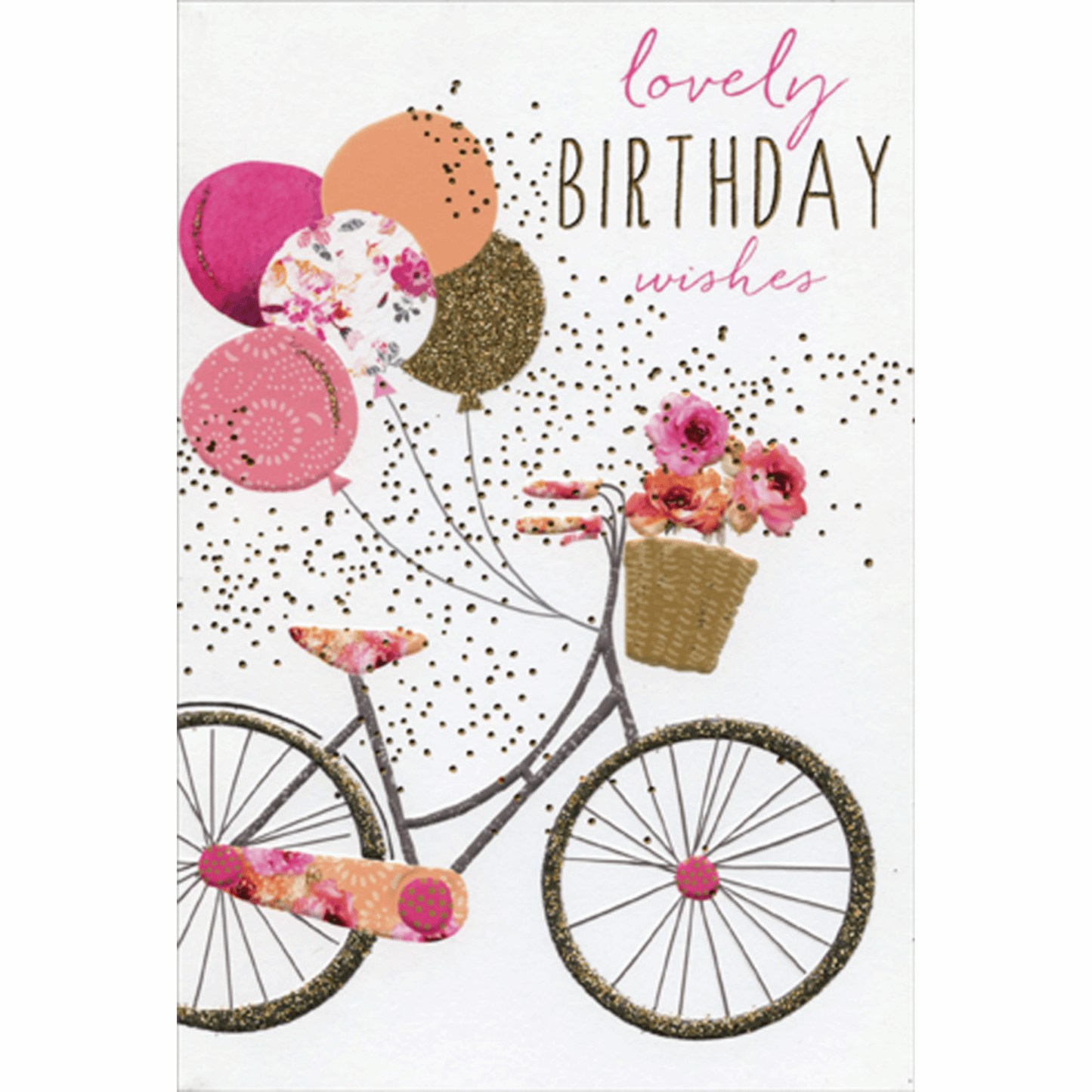 Bike w/ Balloons & Flowers Birthday Card