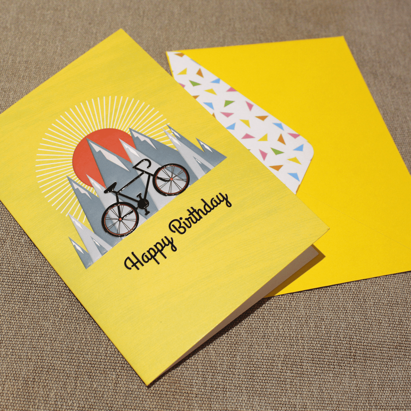 Bike & Mountains Birthday Card
