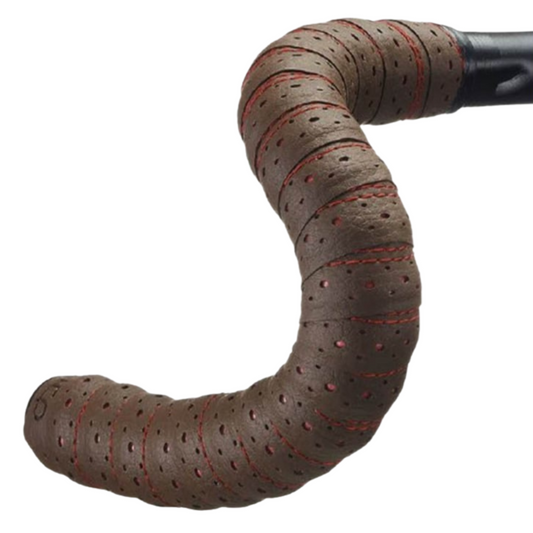 Brown bartape with red stitching
