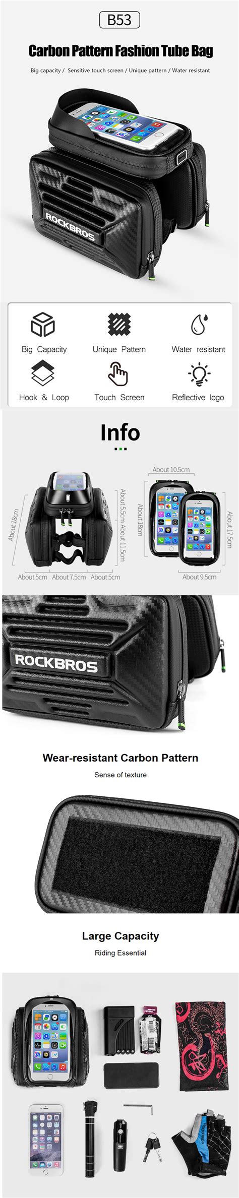 Rockbros B53 Hard Shell Top Tube Pannier Bag